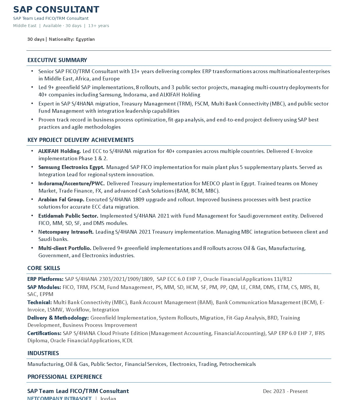 CV after ERPCV