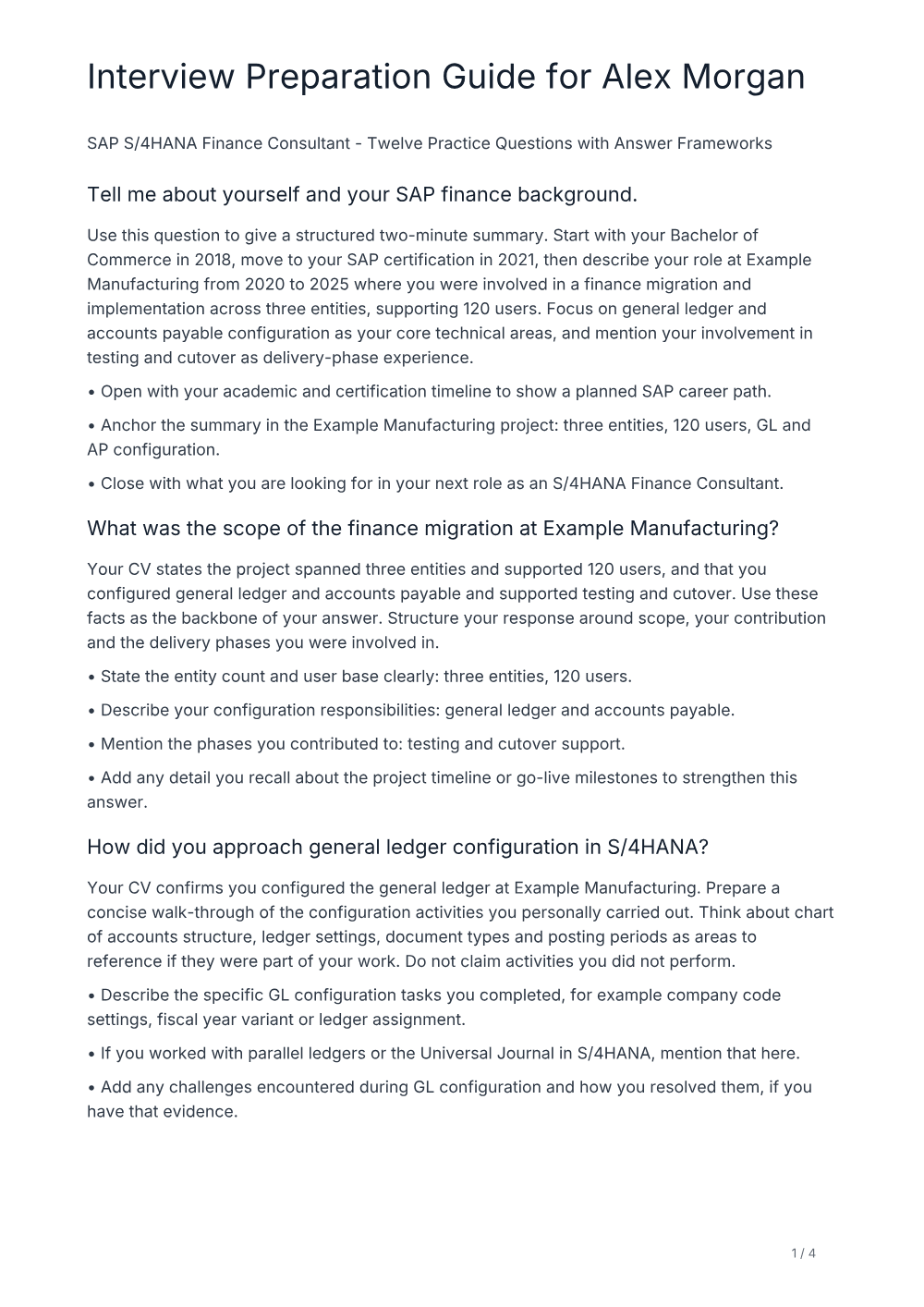 ERPCV Interview preparation sample