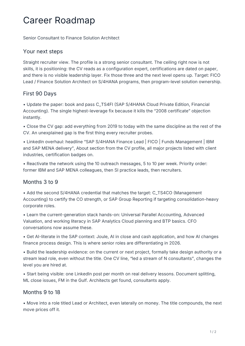 ERPCV Career Roadmap sample